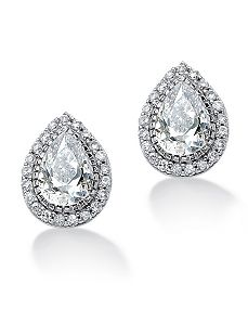 Cubic Zirconia Pierced Earrings by PalmBeach Jewelry