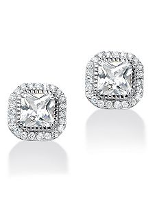 Cubic Zirconia Pierced Earrings by PalmBeach Jewelry