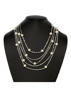 Simulated Pearl Multichain Necklace by PalmBeach Jewelry
