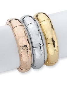Set of Three Hammered Stretch Brace by PalmBeach Jewelry