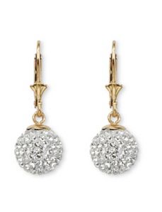 18k Gold over Silver Crystal Earrin by PalmBeach Jewelry