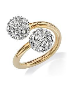 14k Gold-Plated Crystal Cocktail Ri by PalmBeach Jewelry