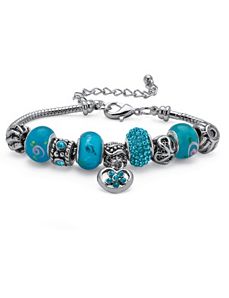 Glass and Crystal Charm Bracelet by PalmBeach Jewelry