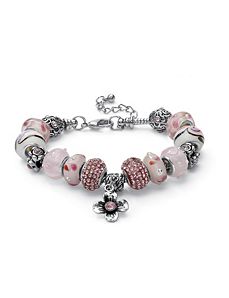 Glass and Crystal Charm Bracelet by PalmBeach Jewelry