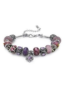 Glass and Crystal Charm Bracelet by PalmBeach Jewelry