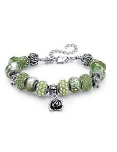 Glass and Crystal Charm Bracelet by PalmBeach Jewelry