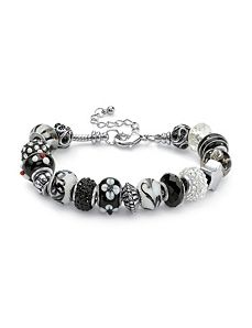 Glass and Crystal Charm Bracelet by PalmBeach Jewelry