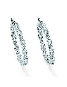 Cubic Zirconia Hoop Pierced Earring by PalmBeach Jewelry