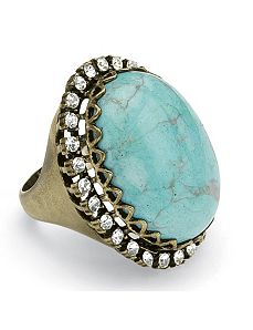 Simulated Turquoise & Crystal Ring by PalmBeach Jewelry