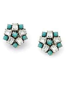 Sim. Turquoise & Crystal Earrings by PalmBeach Jewelry