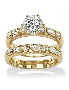 Cubic Zirconia Wedding Ring Set by PalmBeach Jewelry