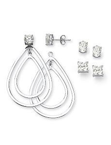 Cubic Zirconia Pierced Earrings Set by PalmBeach Jewelry