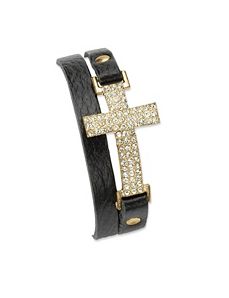 Crystal and Leather Bracelet by PalmBeach Jewelry