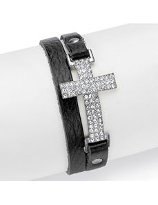 Crystal and Leather Bracelet by PalmBeach Jewelry