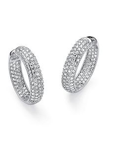 Cubic Zirconia Hoop Pierced Earring by PalmBeach Jewelry