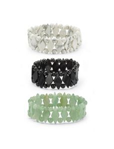 Jade Stretch Bracelet Set by PalmBeach Jewelry