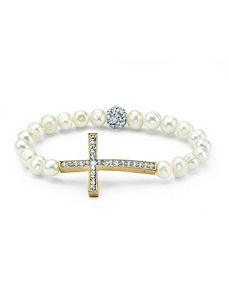 Cultured Pearl Cross Bracelet by PalmBeach Jewelry