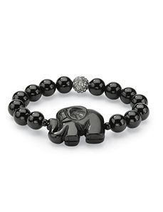 Black Jade Elephant Bracelet by PalmBeach Jewelry