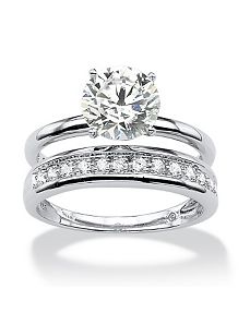 Cubic Zirconia Wedding Ring Set by PalmBeach Jewelry