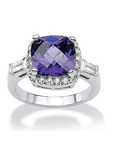 Purple & White Cubic Zirconia Ring by PalmBeach Jewelry