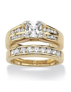 Cubic Zirconia Wedding Ring Set by PalmBeach Jewelry