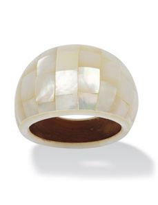 White Mother-Of-Pearl Dome Ring by PalmBeach Jewelry