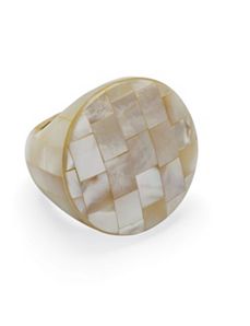 White Mother-Of-Pearl Circle Ring by PalmBeach Jewelry