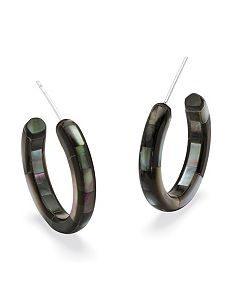 Black Mother-Of-Pearl Hoops by PalmBeach Jewelry