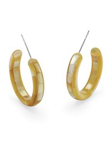Beige Mother-Of-Pearl Hoops by PalmBeach Jewelry