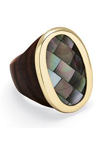 Black Mother-Of-Pearl Ring by PalmBeach Jewelry