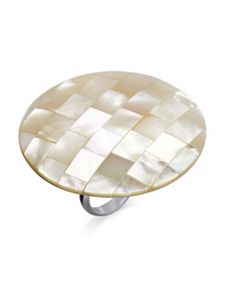 White Mother-Of-Pearl Cocktail Ring by PalmBeach Jewelry