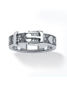 Stainless Steel Hearts Buckle Ring by PalmBeach Jewelry