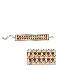 Red Crystal Curb Link Bracelet by PalmBeach Jewelry