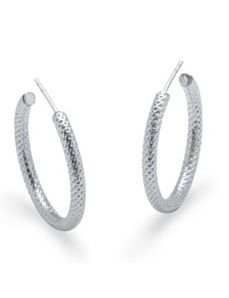 Sterling Diamond Cut Hoop Earrings by PalmBeach Jewelry