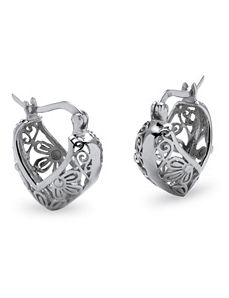 Sterling Filigree Hoop Earrings by PalmBeach Jewelry