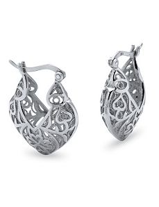 Sterling Filigree Hoop Earrings by PalmBeach Jewelry