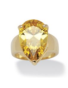 15.47 TCW Pear-Cut Yellow Cubic Zirconia Ring by PalmBeach Jewelry