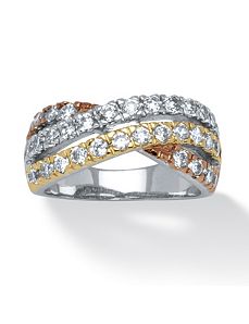 Tri-Tone Cubic Zirconia Twist Ring by PalmBeach Jewelry