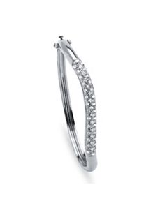 Cubic Zirconia Silvertone Bangle Bracelet by PalmBeach Jewelry