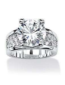 6.96 TCW Cubic Zirconia Platinum Plated Ring. by PalmBeach Jewelry