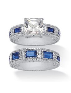 Cubic Zirconia and Blue Crystal Bridal Set by PalmBeach Jewelry