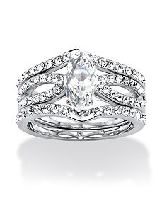 1.50 TCW Cubic Zirconia Bridal Set by PalmBeach Jewelry
