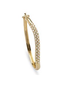 Cubic Zirconia Bangle Bracelet 18K Gold-Plated by PalmBeach Jewelry