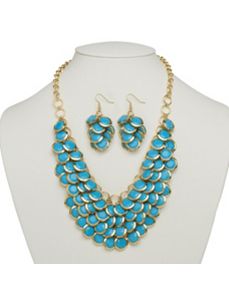 Turquoise Colored Bib Necklace by PalmBeach Jewelry