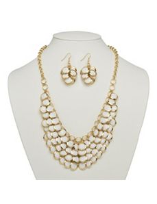 White Bib Necklace by PalmBeach Jewelry