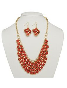 Orange Bib Necklace by PalmBeach Jewelry