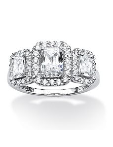 1.85 TCW Emerald-Cut Cubic Zirconia Ring by PalmBeach Jewelry