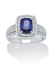 1.94 TCW Blue Sapphire Cubic Zirconia Ring by PalmBeach Jewelry