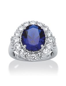 7.39 TCW Sapphire and Cubic Zirconia Ring by PalmBeach Jewelry