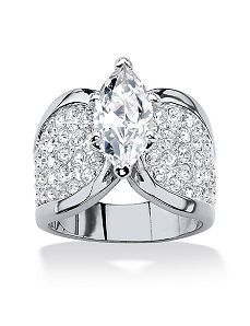 4.59 TCW Cubic Zirconia Ring Platinum Plated by PalmBeach Jewelry